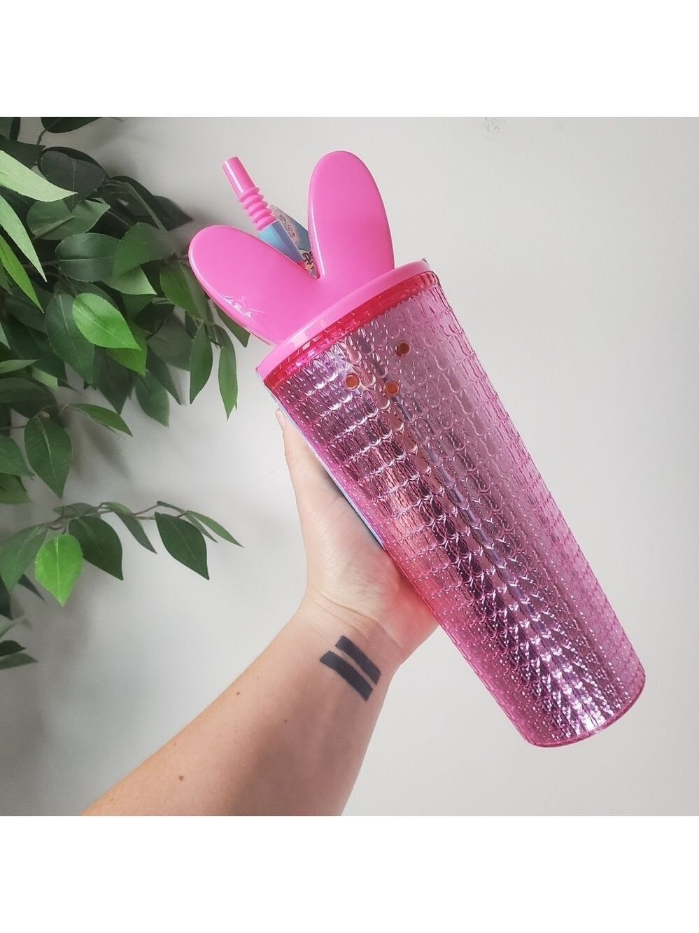 Pink Peeps Easter Bunny Tumbler 24.5oz with Bunny Ear Lid NEW